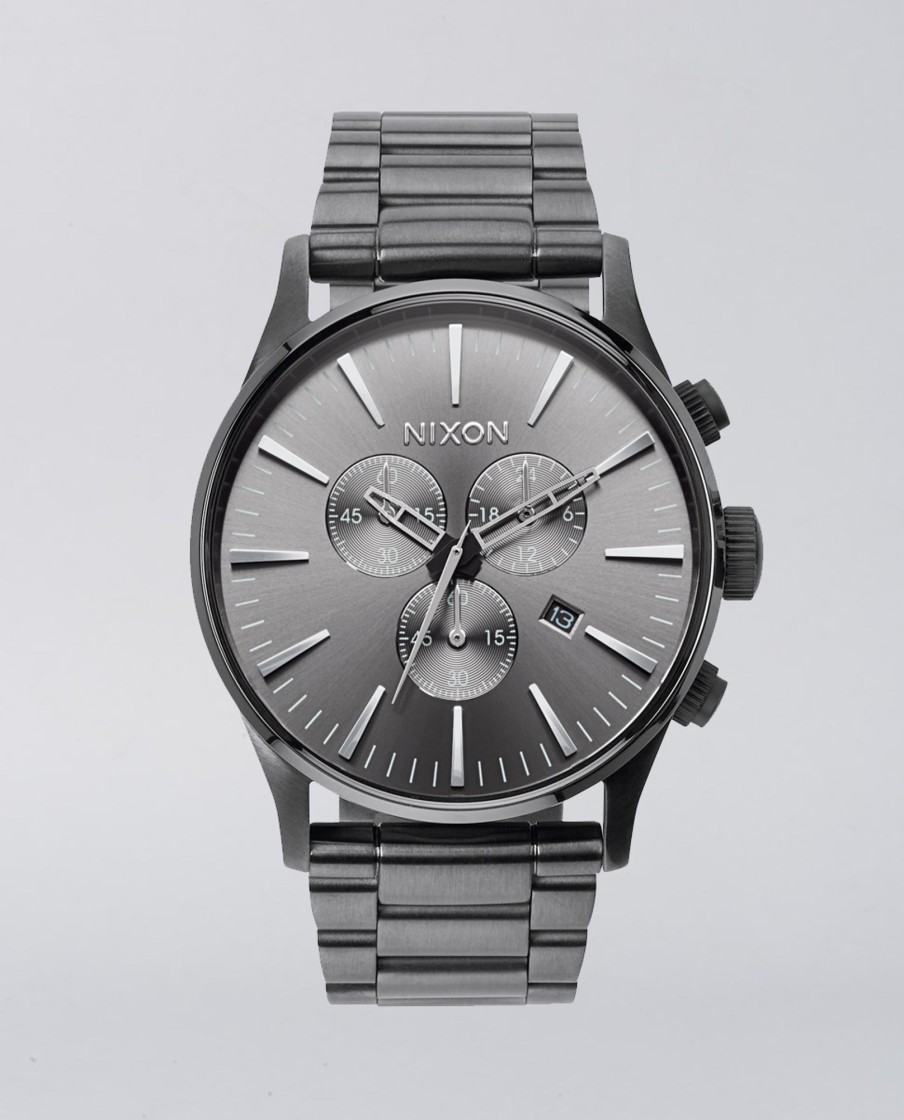 Men Nixon Watches | Sentry Chrono All Gunmetal Watch