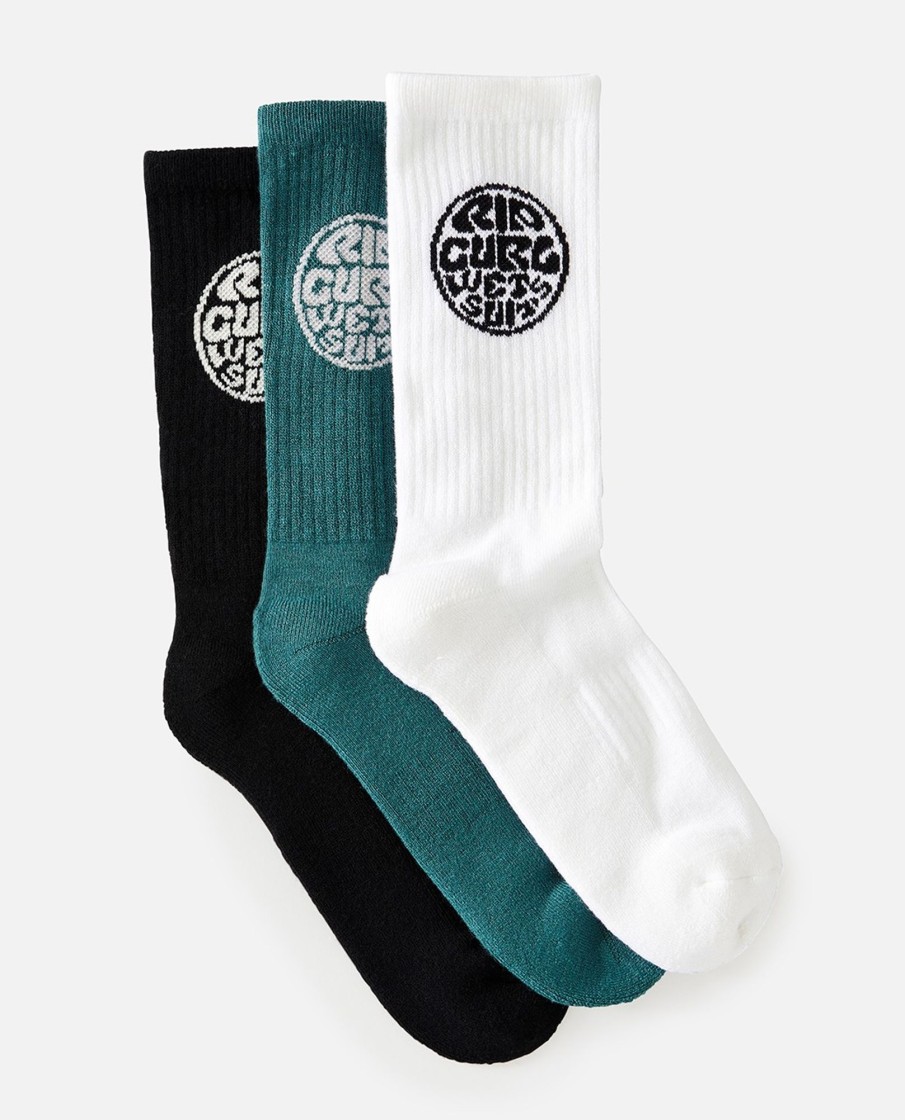 Men Rip Curl Socks | Wetty Crew Sock 3-Pk Mens