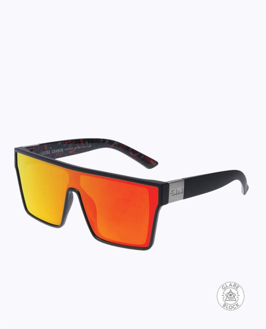 Men Sin Sunglasses | Loose Cannon Matte Black Red Sunglasses