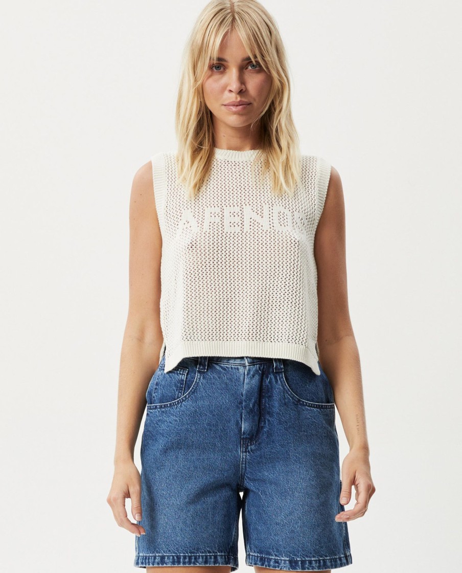 Women Afends Tops & Tees | Ryder Recycled Knit Tank White