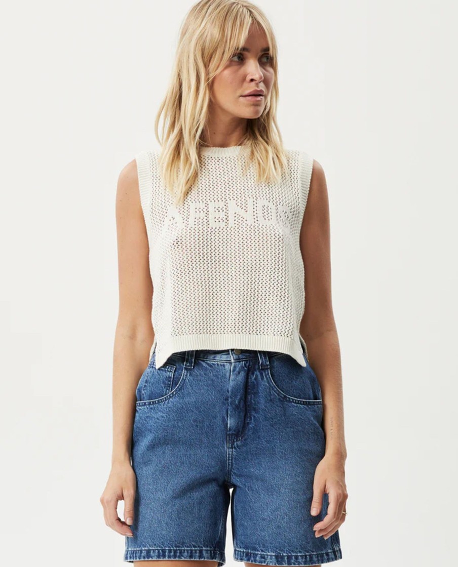 Women Afends Tops & Tees | Ryder Recycled Knit Tank White