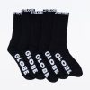 Women Globe Socks | Blackout Crew Sock Size 7-11 5Pk