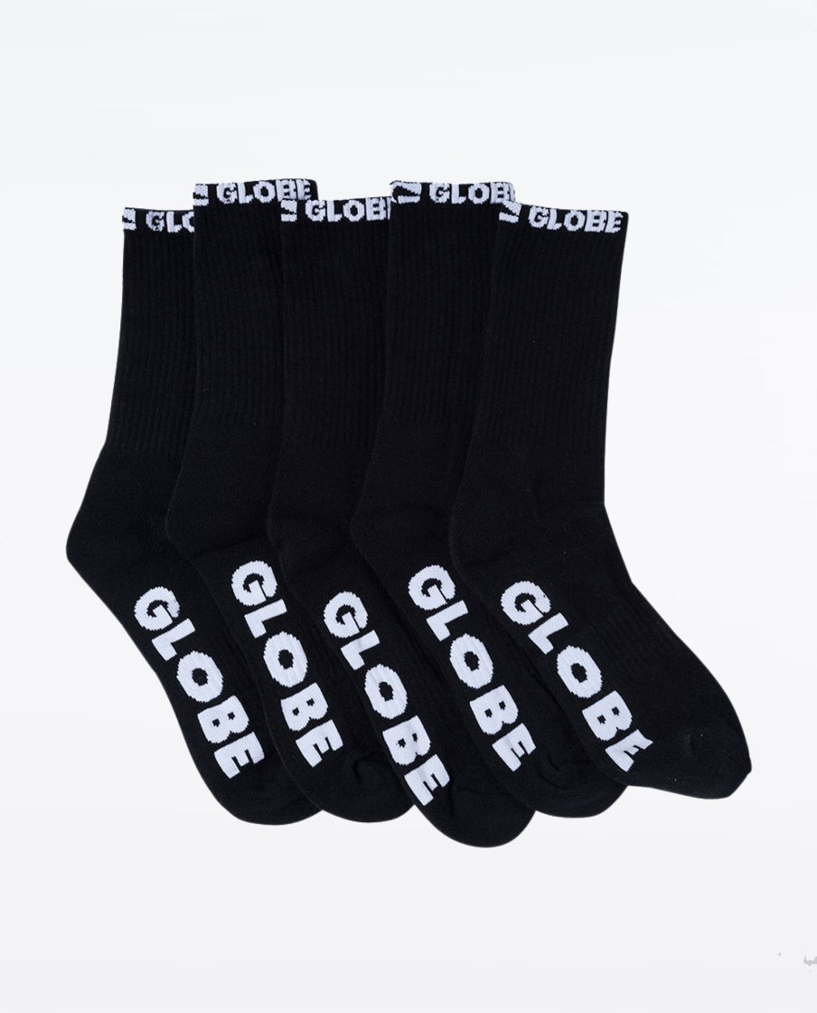 Women Globe Socks | Blackout Crew Sock Size 7-11 5Pk