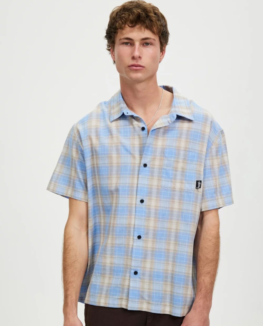 Men Stussy Shirts | Prion Check Pocket Short Sleeve Shirt