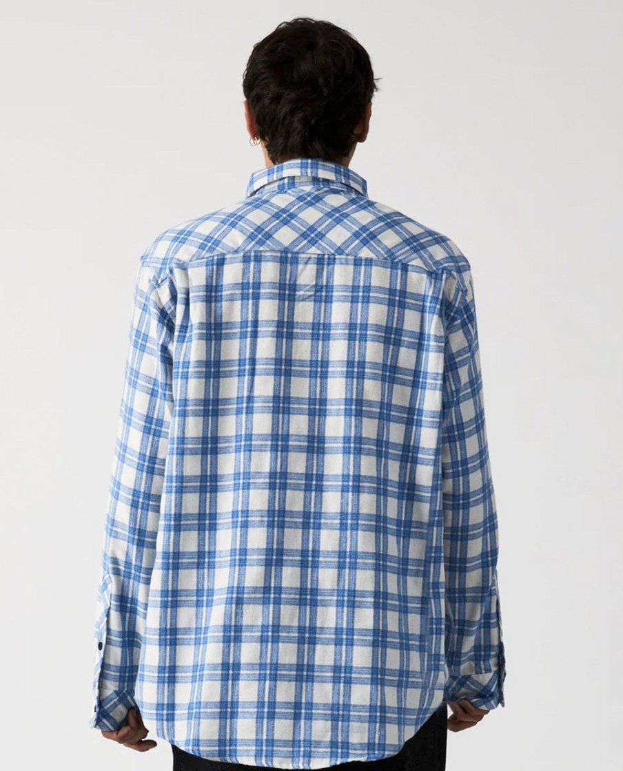 Men Former Shirts | Silence Check Pale Blue Long Sleeve