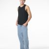 Men Rhythm Singlets & Tanks | Linen Singlet Black