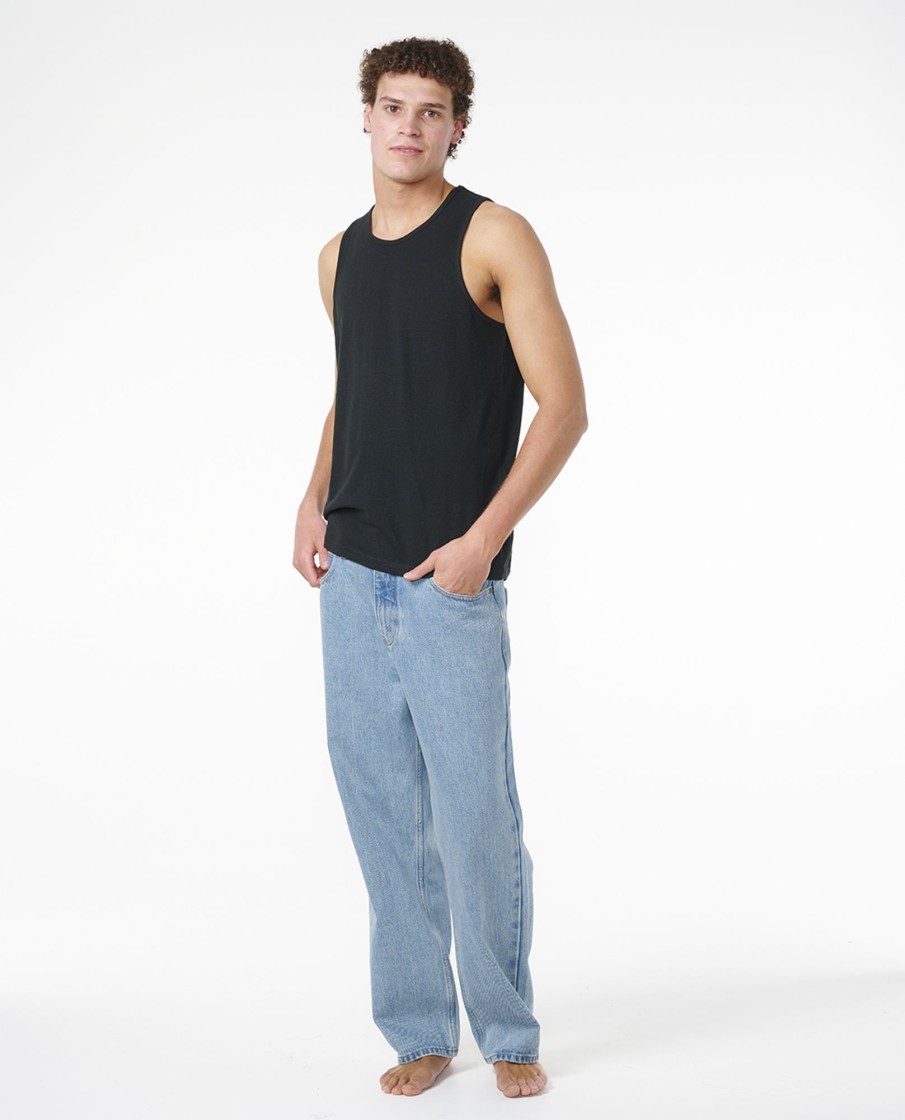 Men Rhythm Singlets & Tanks | Linen Singlet Black