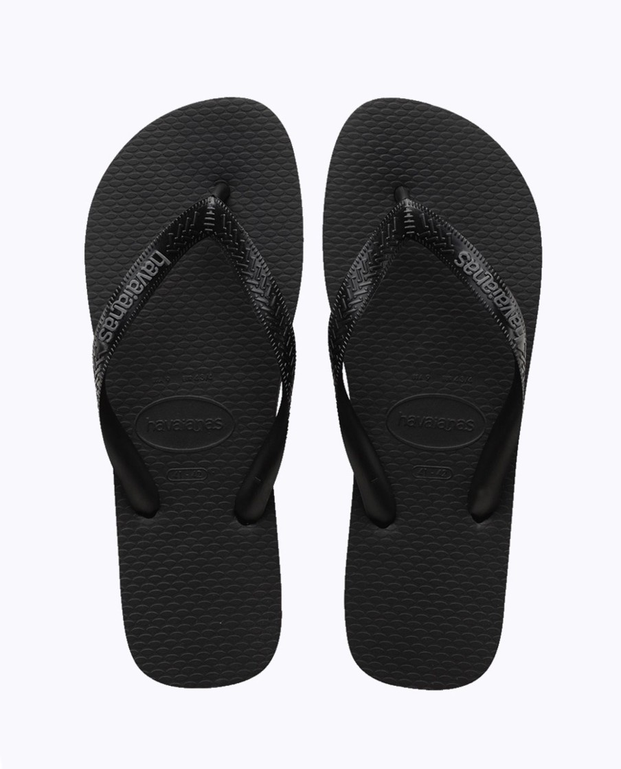 Men Havaianas Sandals & Thongs | Rubber Logo Black Steel Grey Thongs