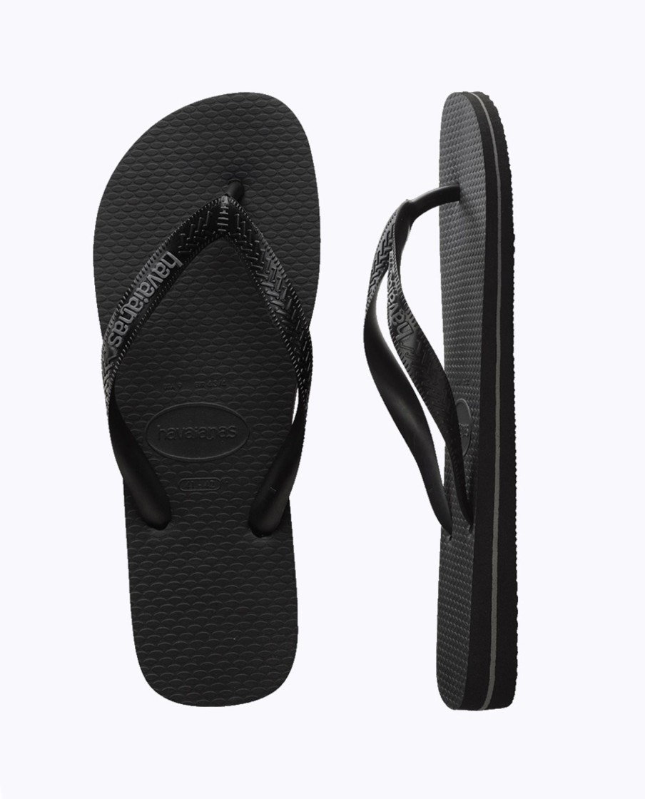 Men Havaianas Sandals & Thongs | Rubber Logo Black Steel Grey Thongs