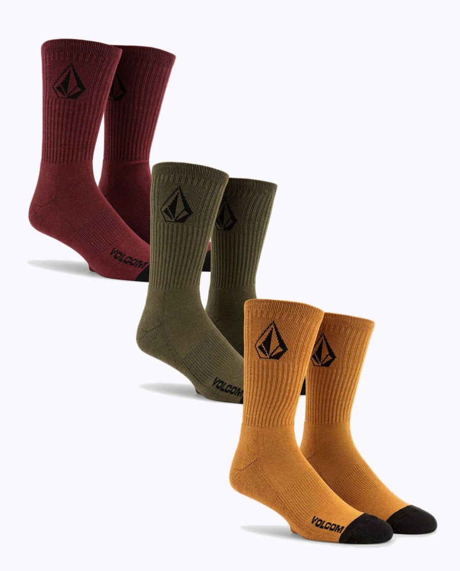 Men Volcom Socks | Full Stone Sock 3 Pack 7-11