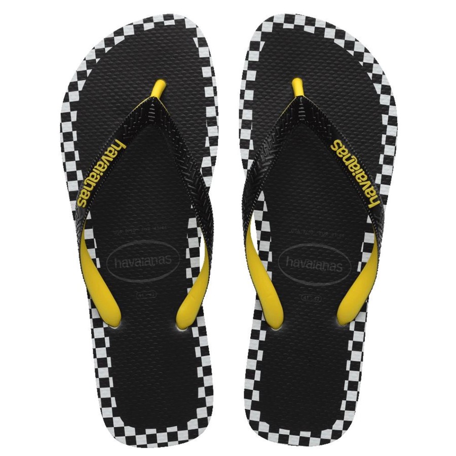 Men Havaianas Sandals & Thongs | Havs Top Checkmate Black & Yellow Thongs