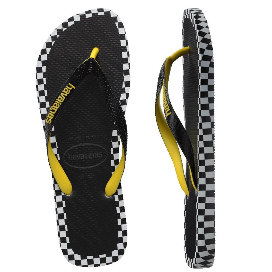 Men Havaianas Sandals & Thongs | Havs Top Checkmate Black & Yellow Thongs