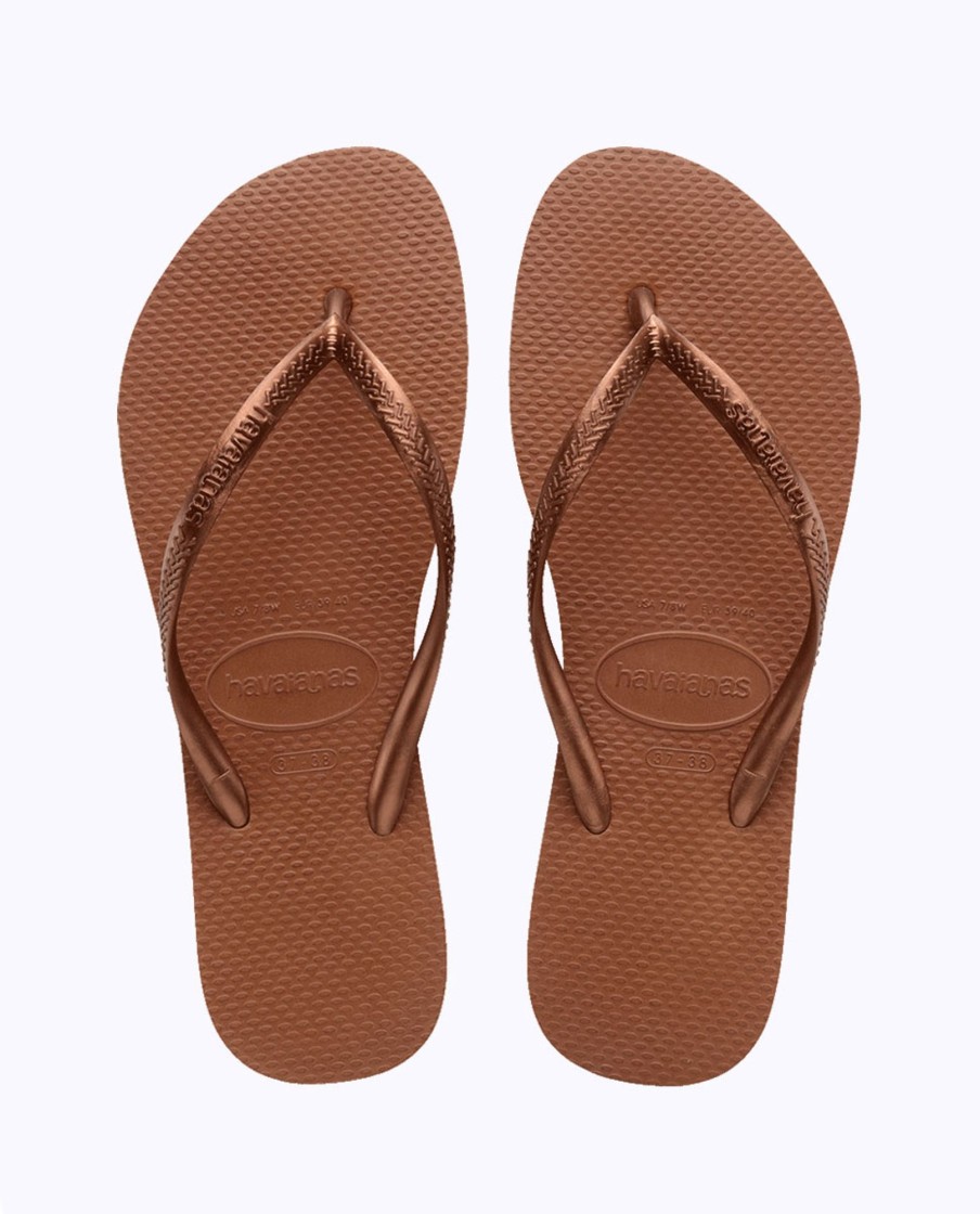 Women Havaianas Sandals & Thongs | Havs Slim Metallic Dark Brown