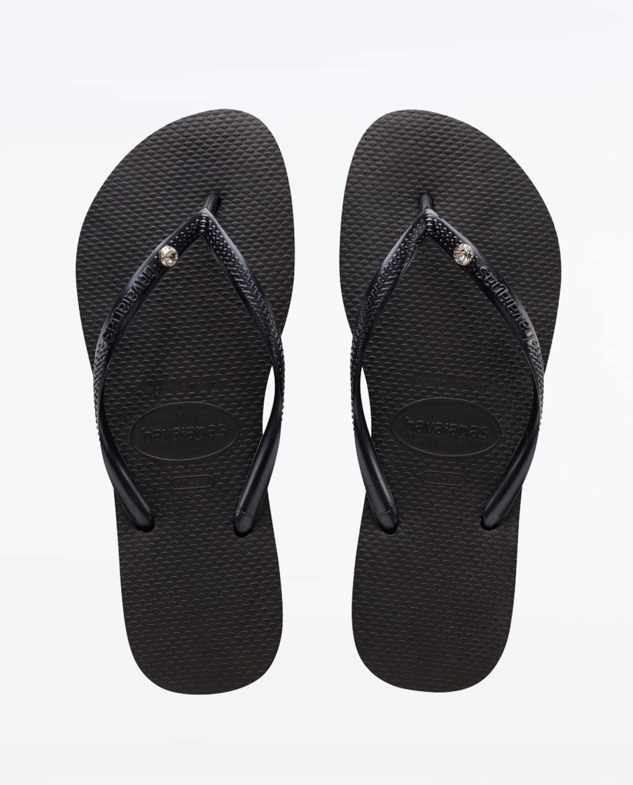 Women Havaianas Sandals & Thongs | Slim Crystal Black Thongs