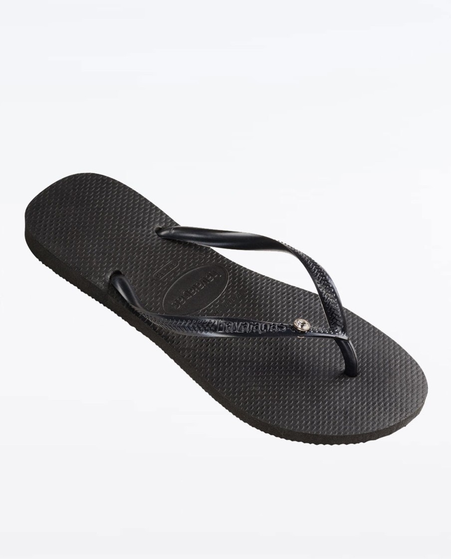 Women Havaianas Sandals & Thongs | Slim Crystal Black Thongs