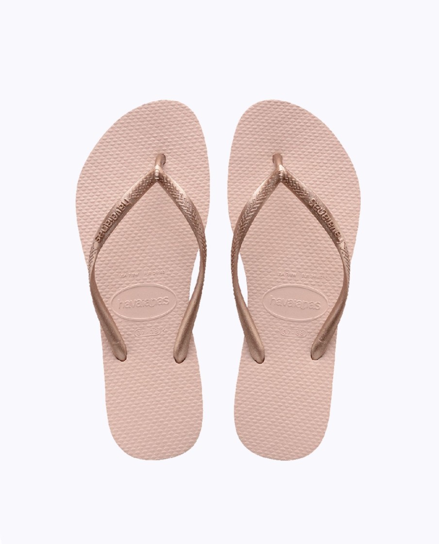 Kids Havaianas Shoes | Kids Slim Metallic Ballet Rose Thong