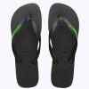 Men Havaianas Sandals & Thongs | Rubber Logo Black Neon Green Thongs