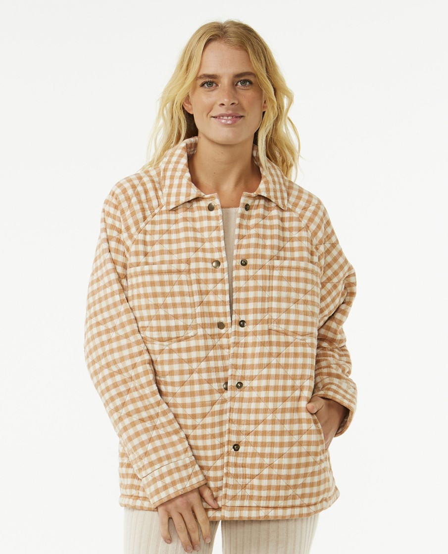 Women Rip Curl Jackets & Coats | Premium Quilted Check Jacket