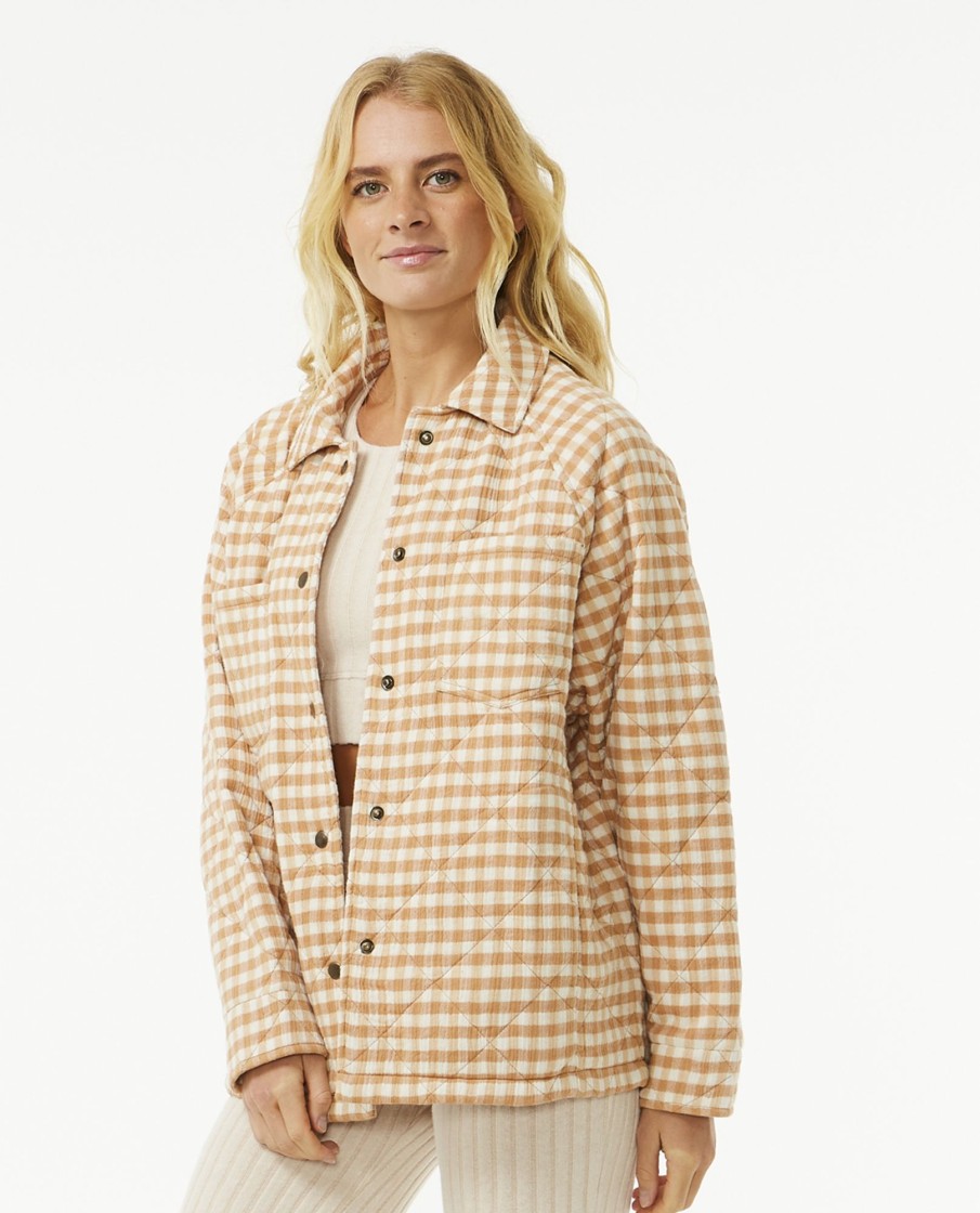 Women Rip Curl Jackets & Coats | Premium Quilted Check Jacket