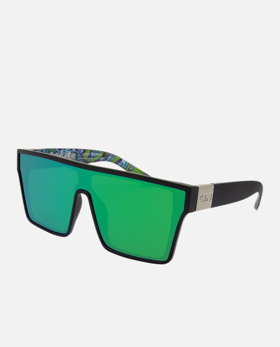 Men Sin Sunglasses | Loose Cannon Black Green Sunglasses