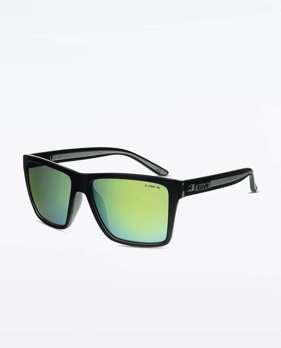 Men Liive Sunglasses Sunglasses | Bazza Mirror Polarised Matte Black Xtal Sunglasses