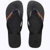 Men Havaianas Sandals & Thongs | Rubber Logo Black Orange Neon Thongs