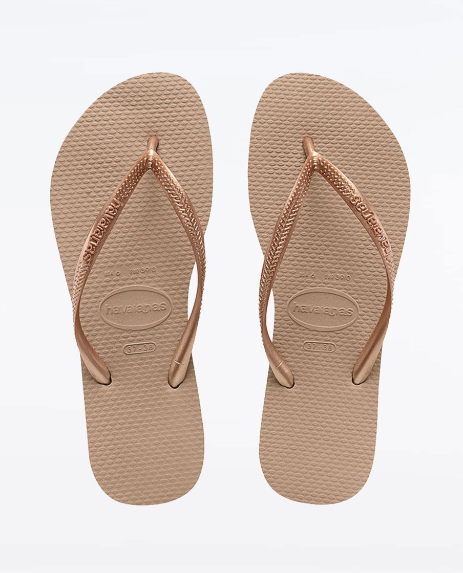 Women Havaianas Sandals & Thongs | Slim Metallic Rose Gold Thong