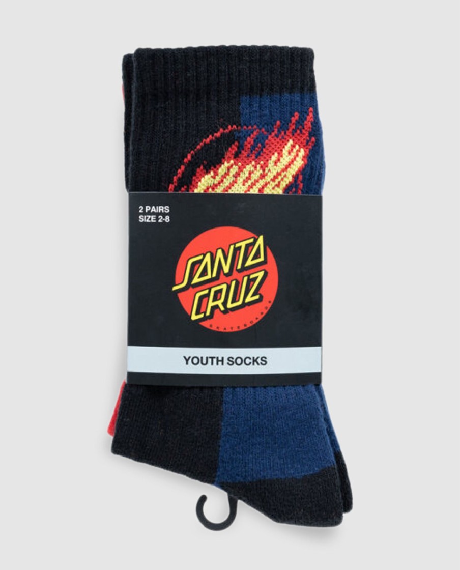 Kids Santa Cruz Accessories | Flaming Dot Crew Sock