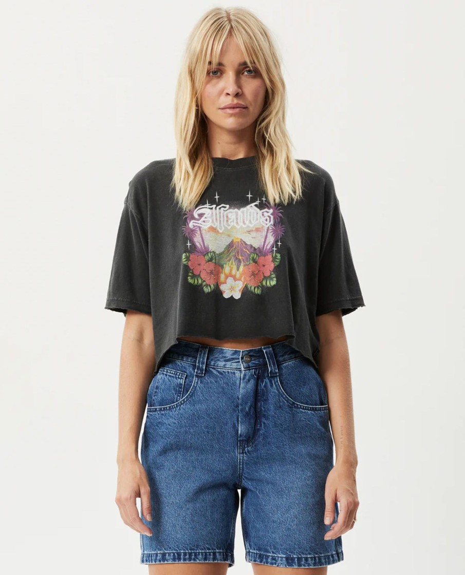 Women Afends Tops & Tees | Slay Cropped Tee Stone