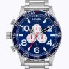 Men Nixon Watches | 51-30 Chrono Navy Sunray Silver Watch