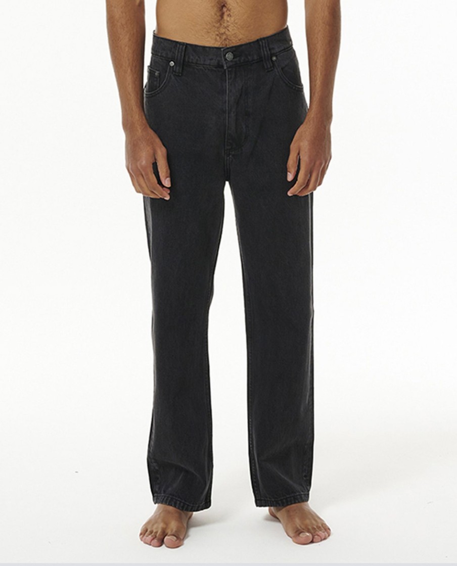 Men Rollas Pants & Jeans | Ezy Black Stone Worn Jean