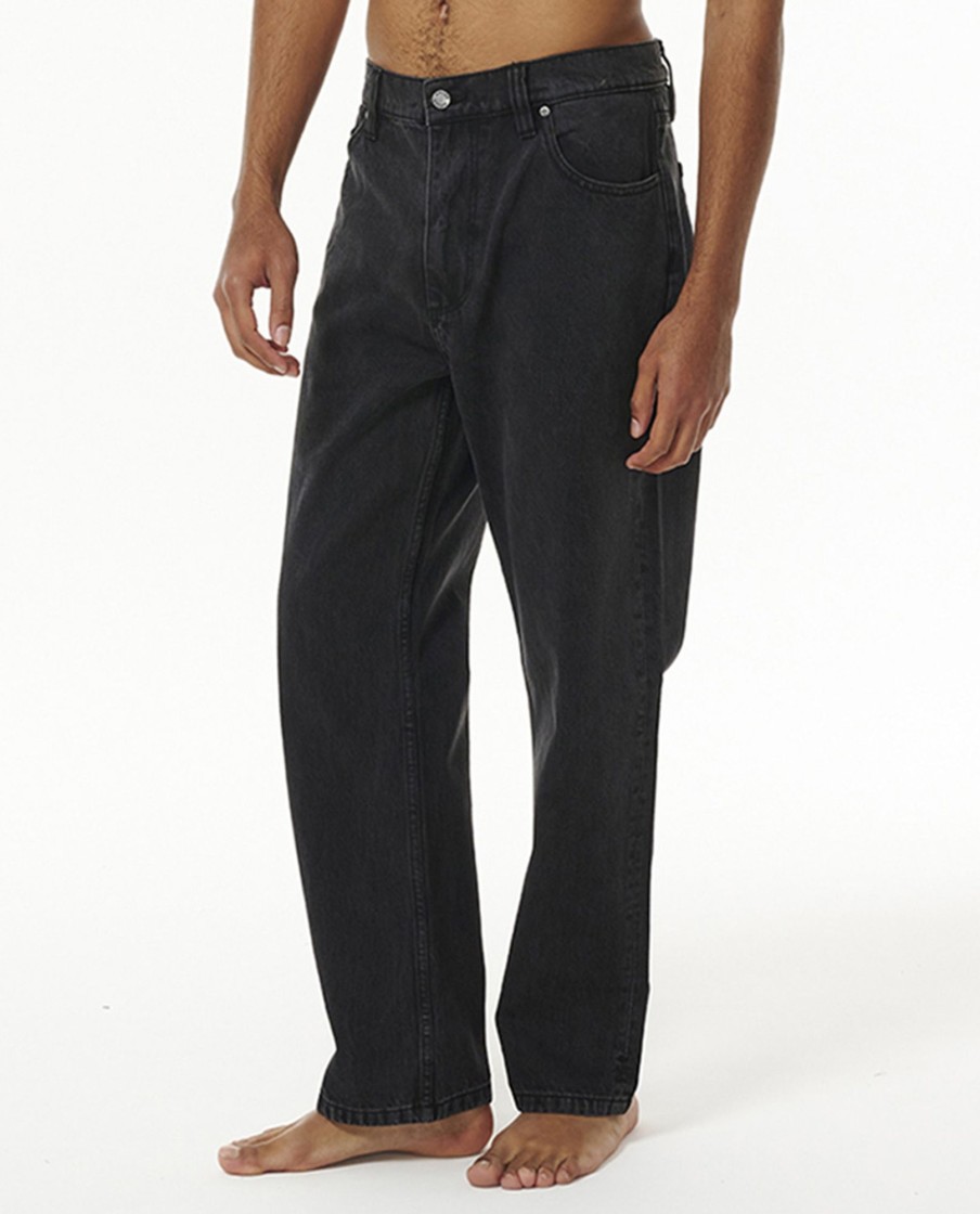 Men Rollas Pants & Jeans | Ezy Black Stone Worn Jean