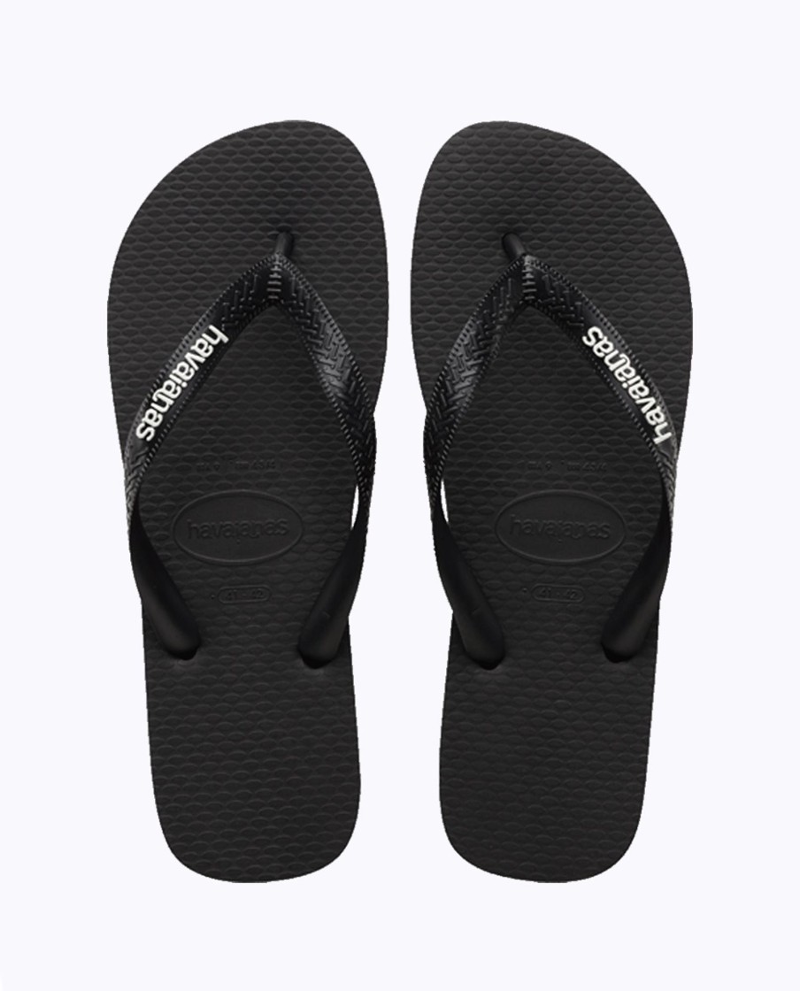 Men Havaianas Sandals & Thongs | Rubber Logo Black Glacial White Thongs