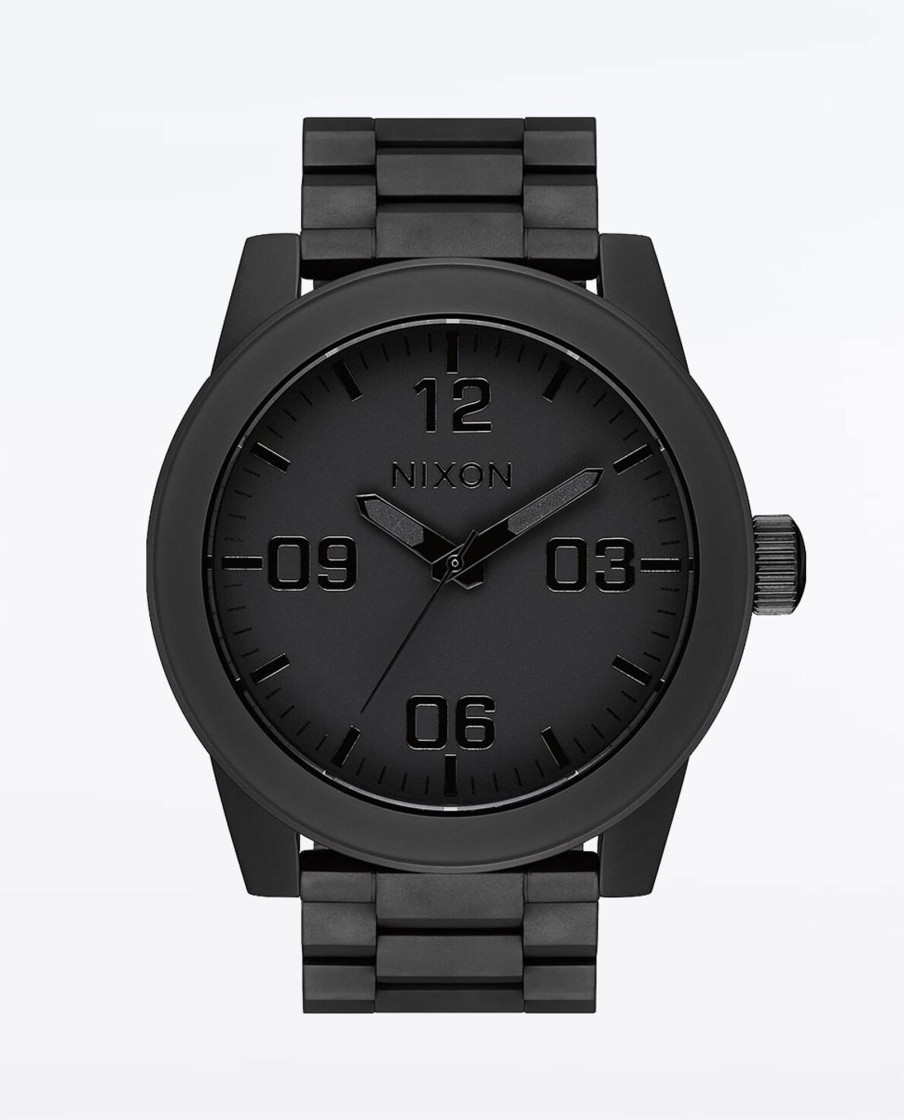 Men Nixon Watches | Corporal Stainless Steel All Matte Black Watch