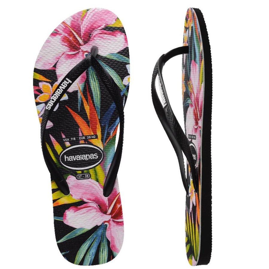 Kids Havaianas Shoes | Havs Kids Slim Floral Palm Thongs