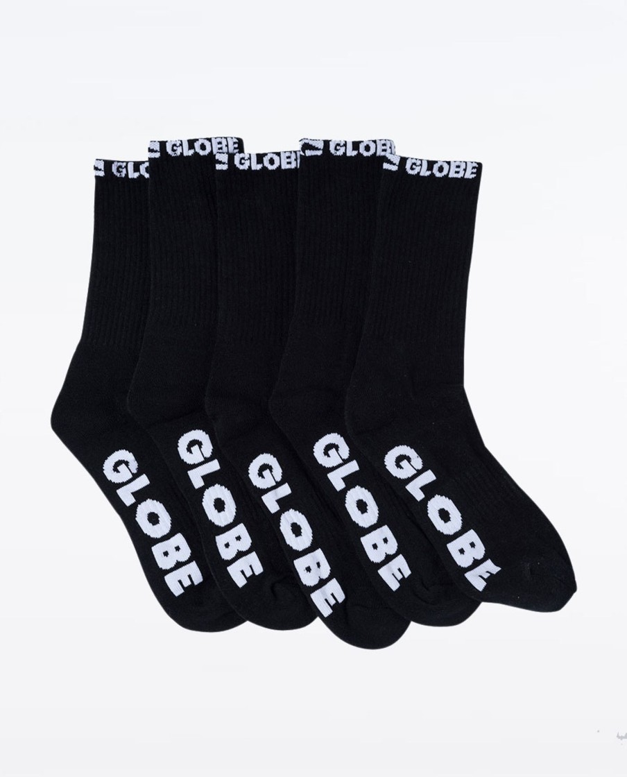 Men Globe Socks | Blackout Crew Sock Size 7-11 5Pk