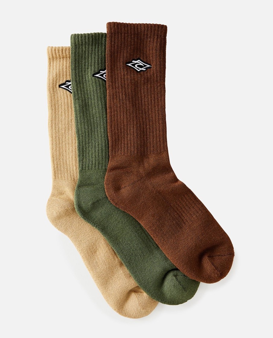 Men Rip Curl Socks | Diamond Crew Sock 3Pk