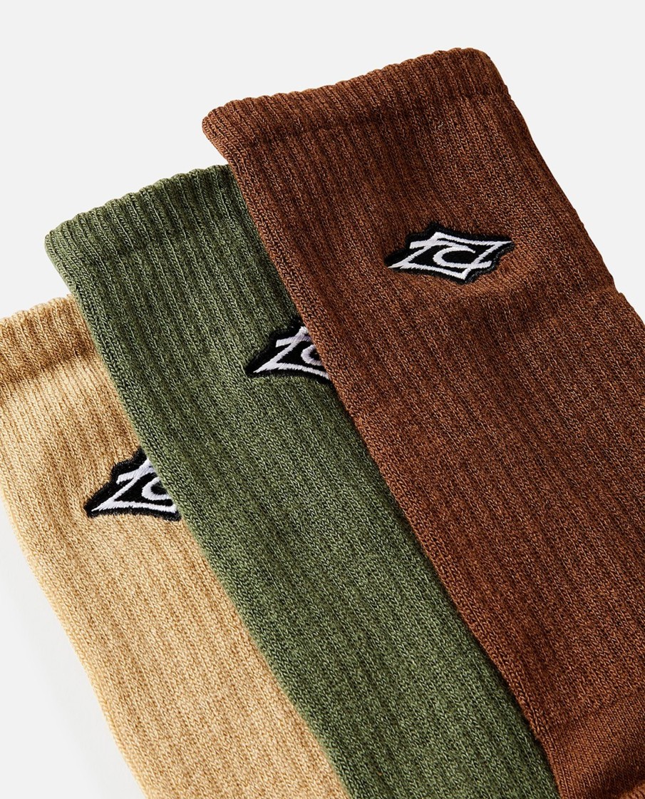 Men Rip Curl Socks | Diamond Crew Sock 3Pk