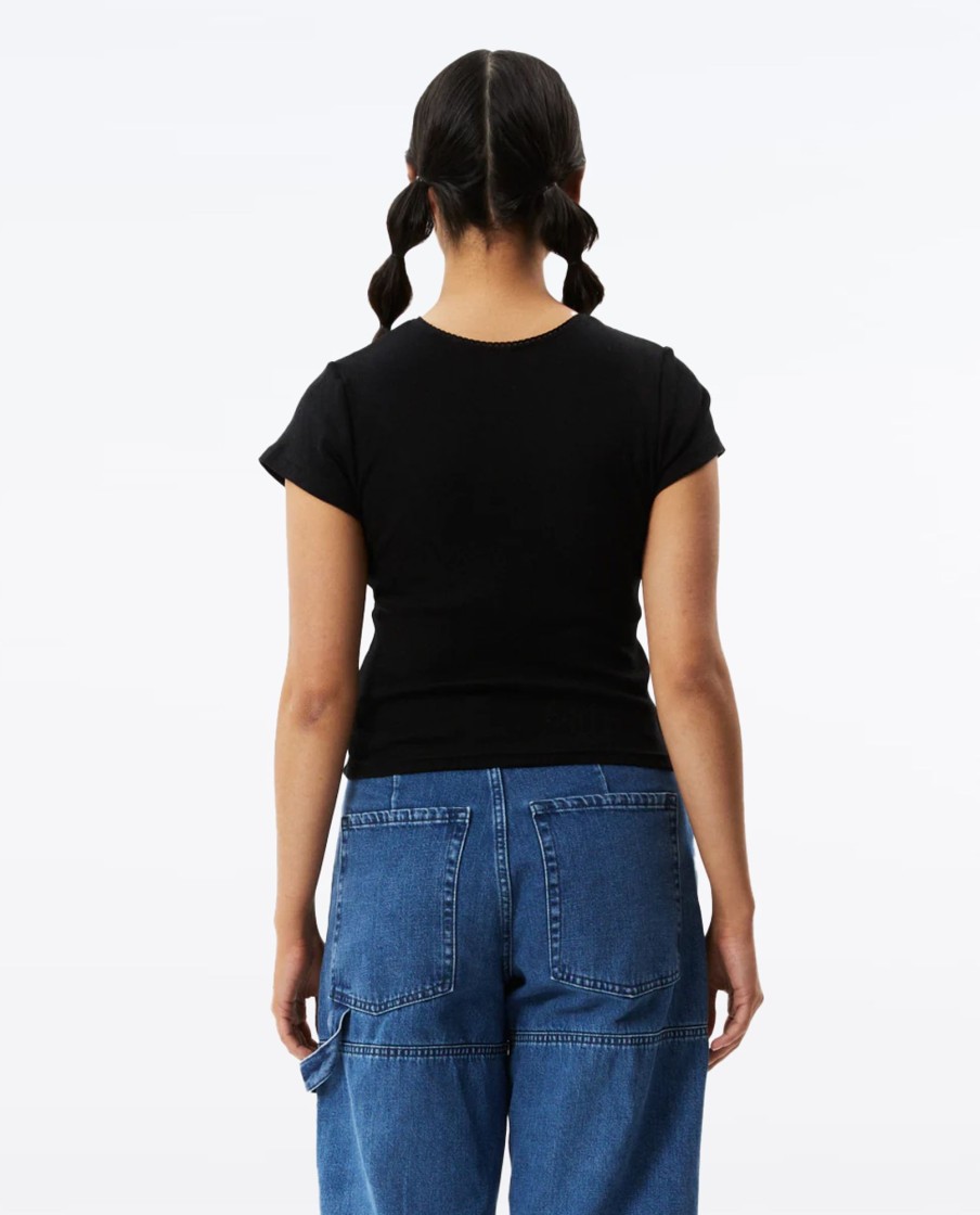 Women Afends Tops & Tees | Lilah Organic Pointelle Fitted Tee